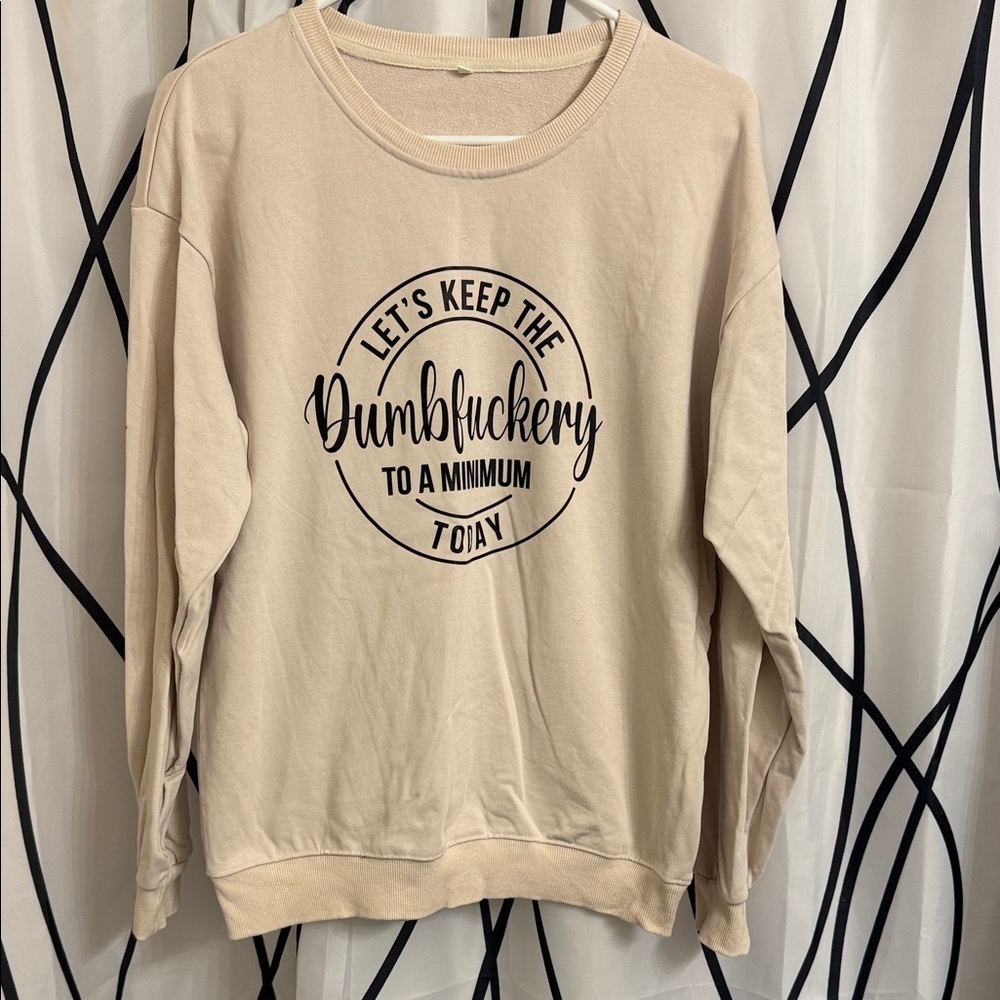Excellent Beige Graphic Sweatshirt - Medium